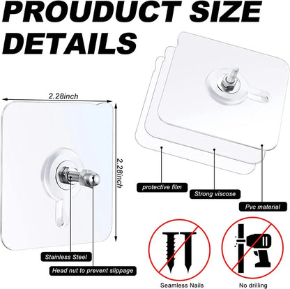 Adhesive Wall Hooks, No-Drilling Waterproof Screw for Hanging