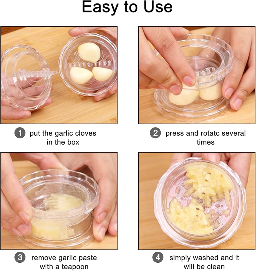 Twist & Crush, Mess-Free Garlic Crusher – Easy Twist Garlic Press Tool Set: g