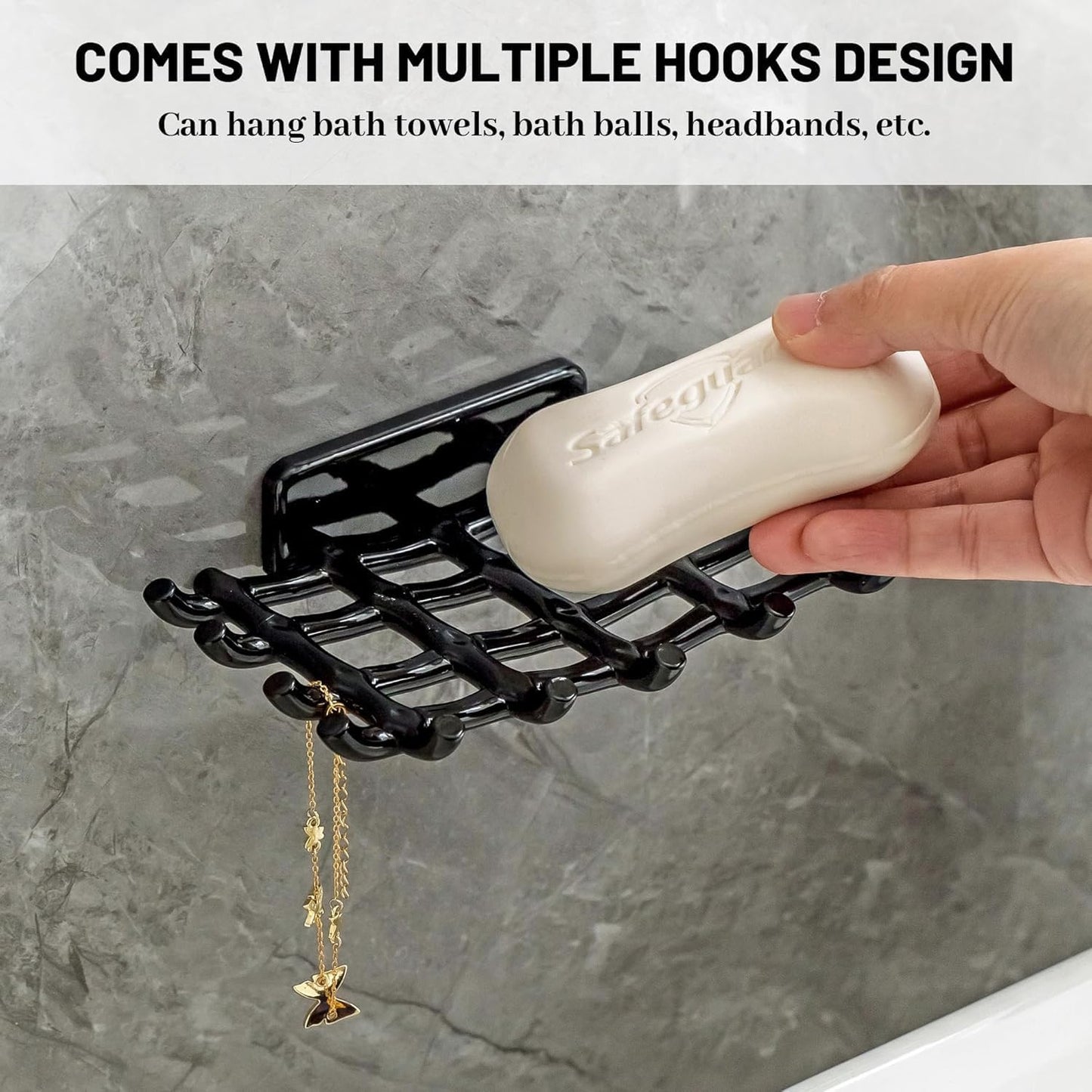 Wall Mounted Dish with Hooks – Space Saving Bathroom Organizer: g