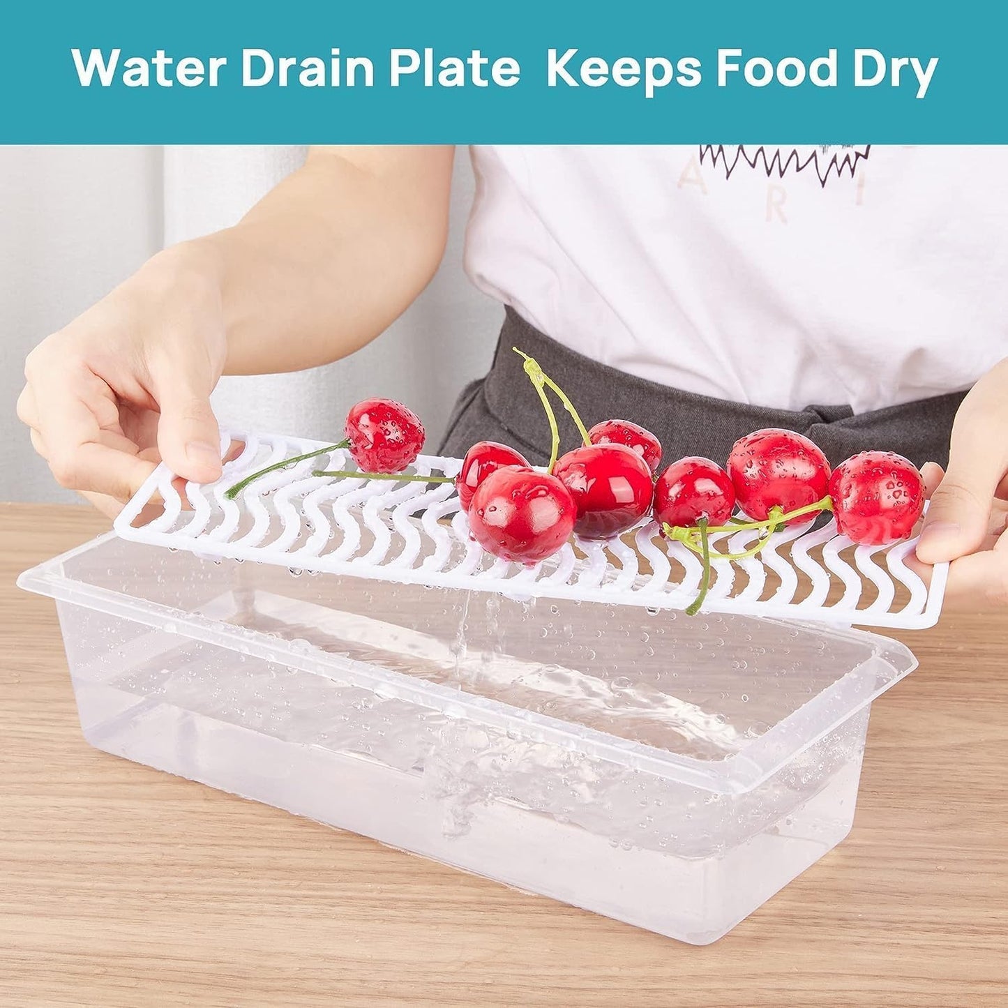 Uniqly- Fridge Storage Containers with Drain plates- Pack of 6: g