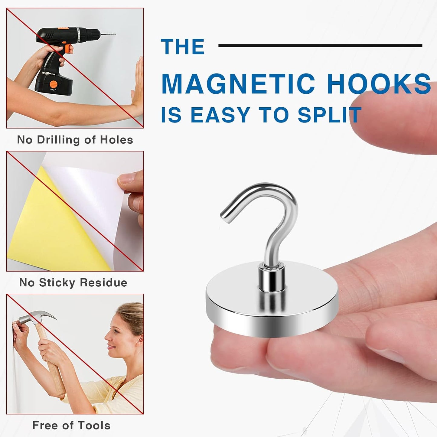 Steel Magnetic Hook – Rust-Resistant, Hanging for Fridge, Garage & Kitchen (Pack of 4)-.g