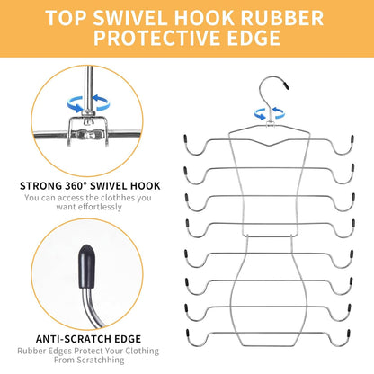 8 Layer Clothes Organizer steel Hanger – Perfect for Tank Tops, Bras & Scarves; f