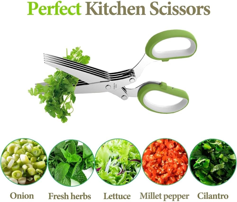 Premium Stainless Steel Herb Scissors | Quick Cutting Tool for Herbs & Vegetables: f