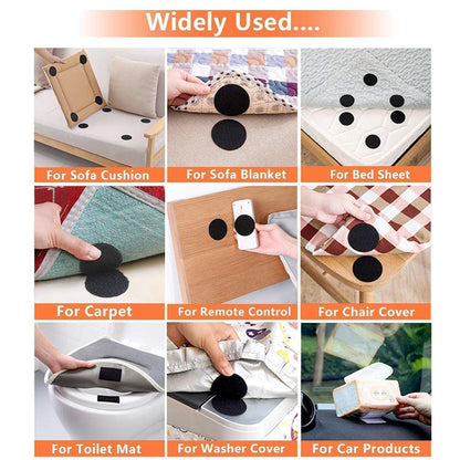 Anti-Slip Velcro Tape Dots – Self Adhesive Double-Sided Grip for Carpets, Bedsheets & Rugs- g