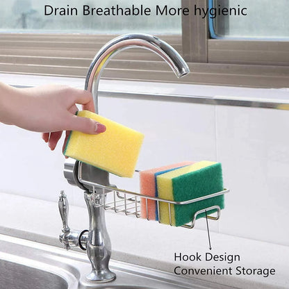 Kitchen Steel Sink Organizer - Get Free 3 Non-Scratch Dish Wash Cloth (worth 199/-) ,f