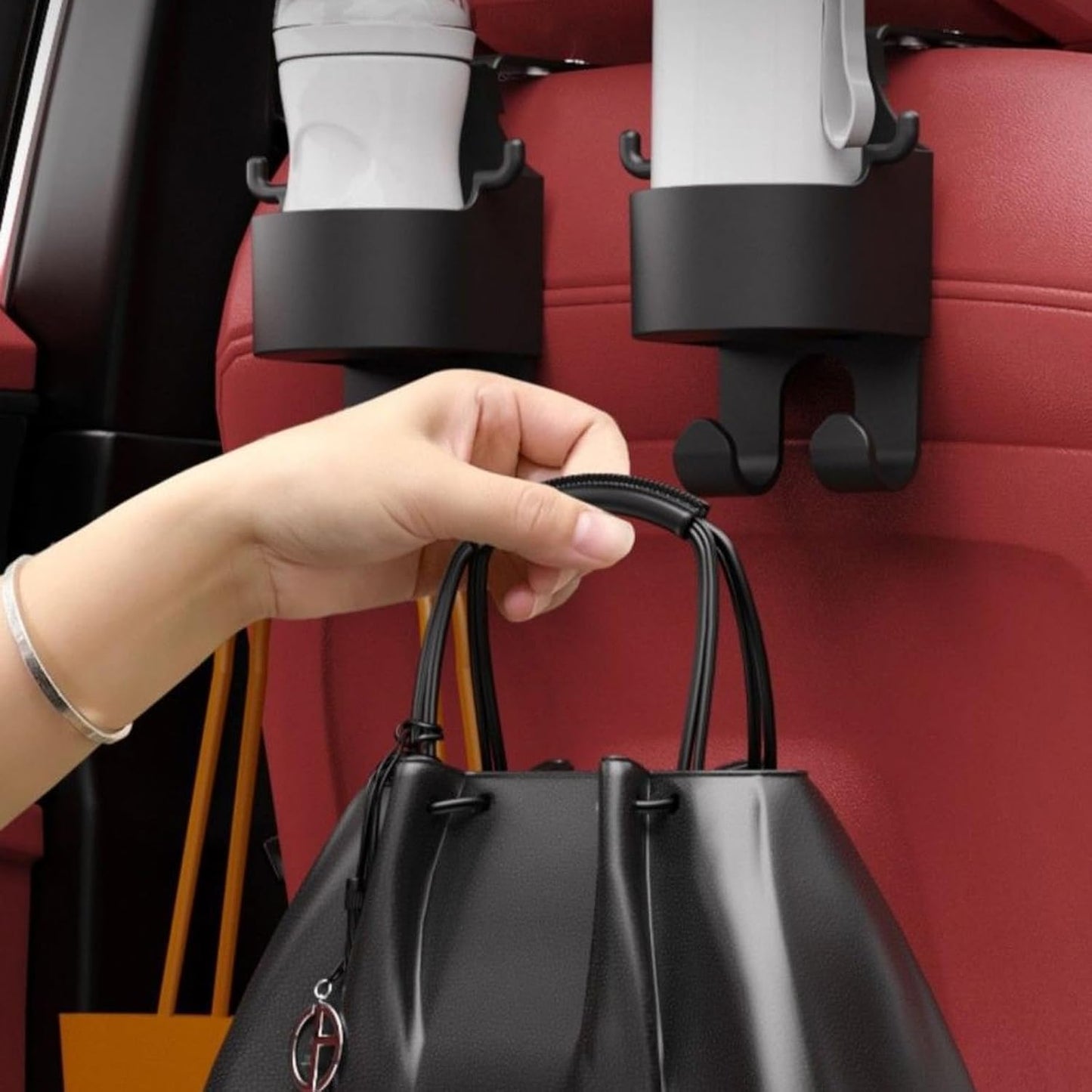 Car Seat CUP Holder & Phone Hook Organizer (Premium); g