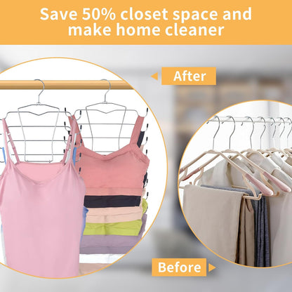 8 Layer Clothes Organizer steel Hanger – Perfect for Tank Tops, Bras & Scarves; f