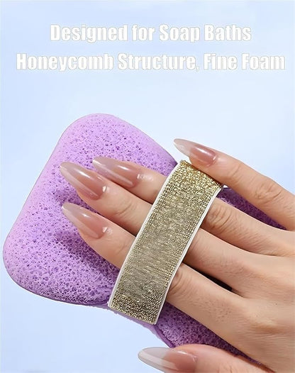 Bath Sponge Loofah – Exfoliating Body Scrubber with Soap Holder & Hand Strap for Smooth Skin: f