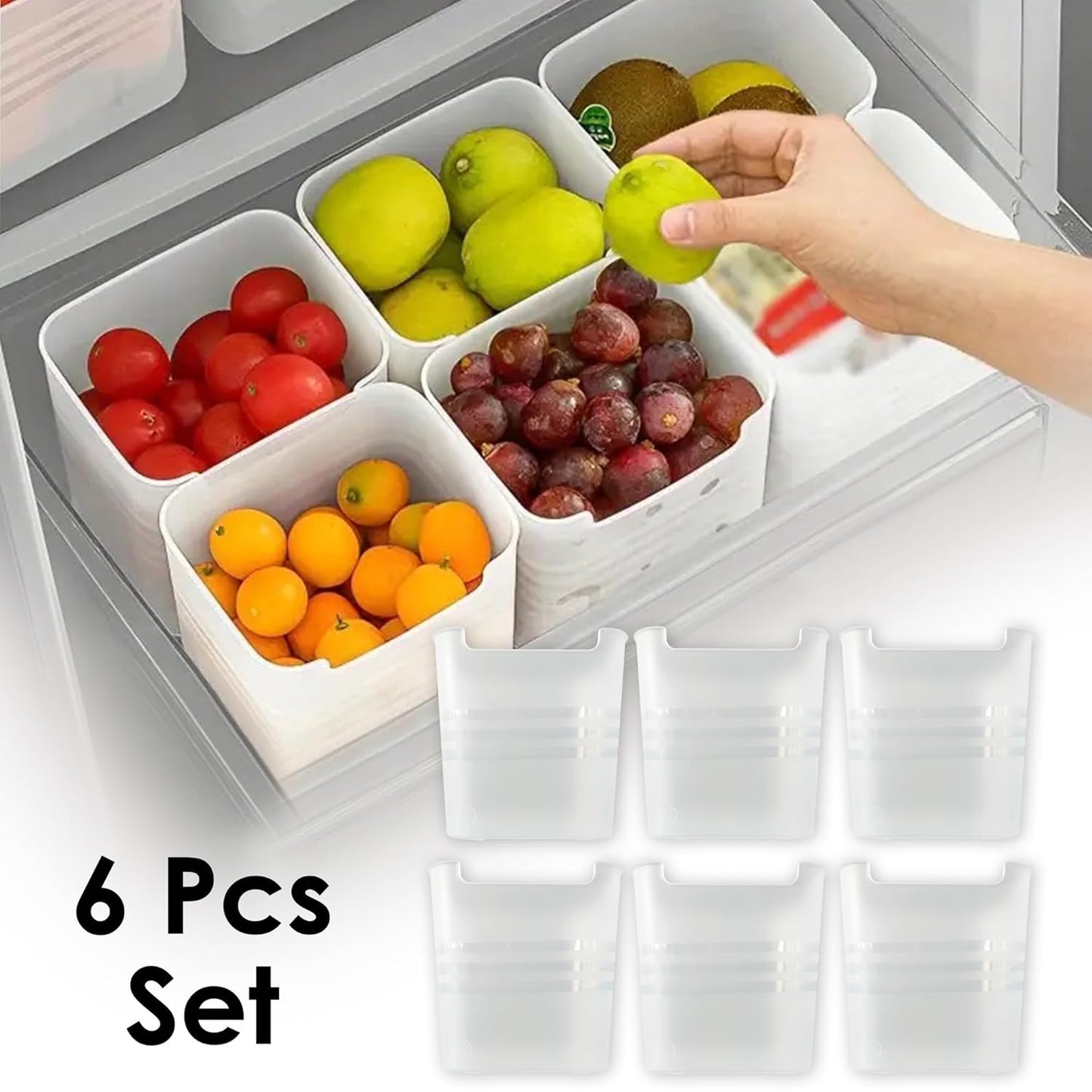 Fridge and Home Organiser containers (Pack of 6) ,g