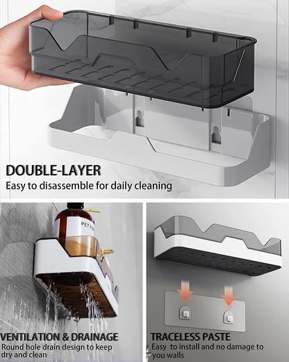 Bathroom & Kitchen adhesive organiser Shelf -(Pack of 2): g