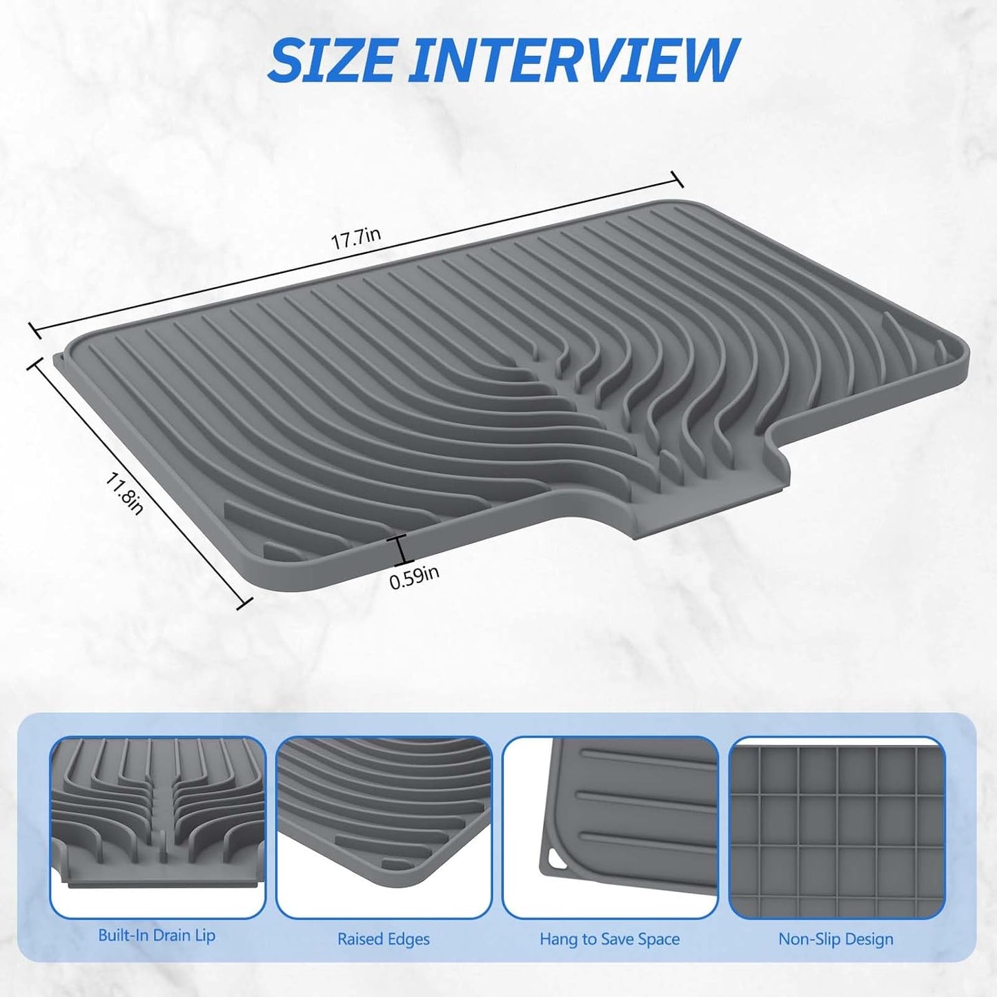 Silicone Kitchen Dish Drain Mat (40 × 30 cm)- g