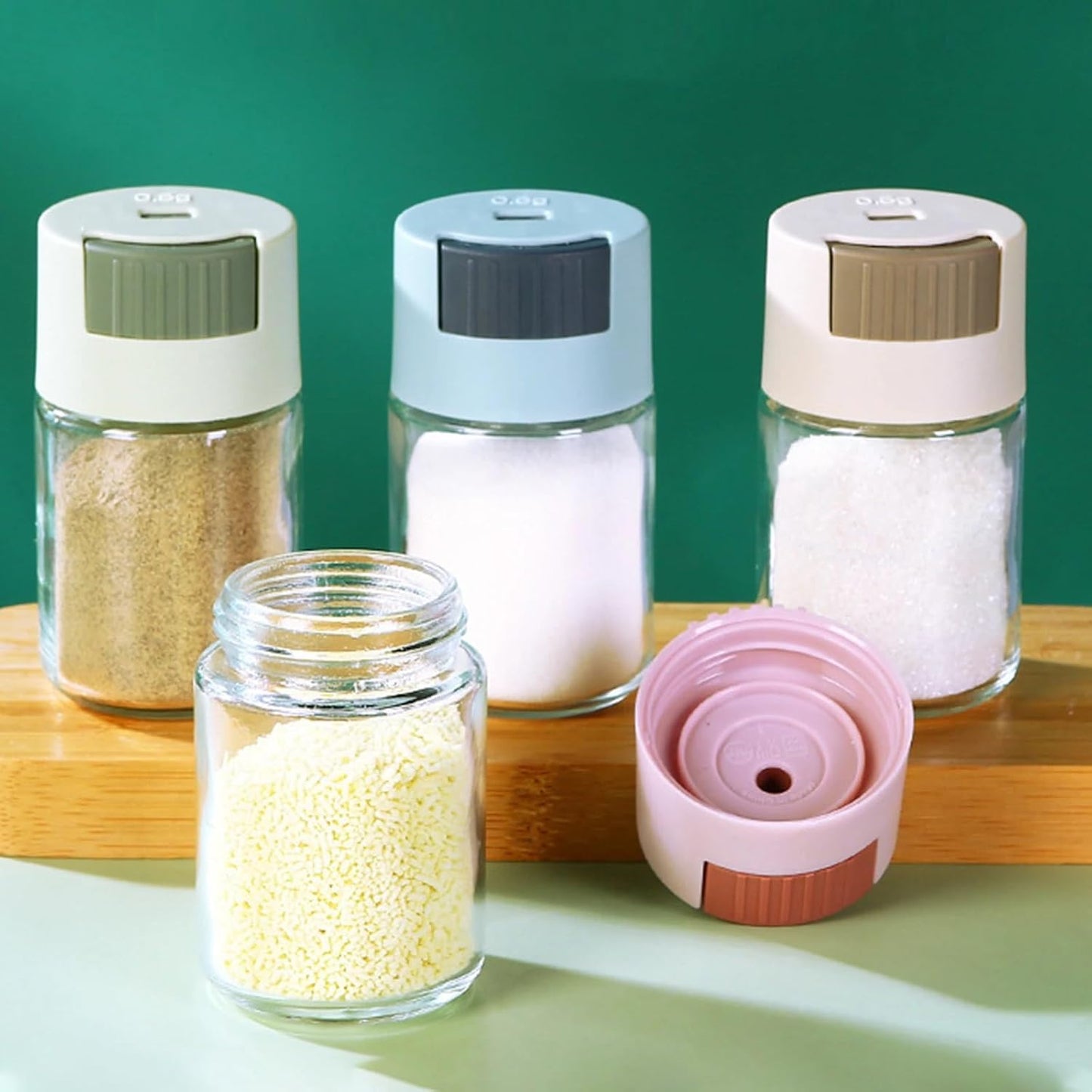 Glass Measure Spice Bottle for Kitchen - For All Spices, Seasoning Made Easy-.g