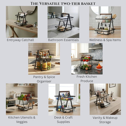 Multi-Purpose 2-Tier Storage Basket | Fruit, Vegetable & Snack Organizer: f