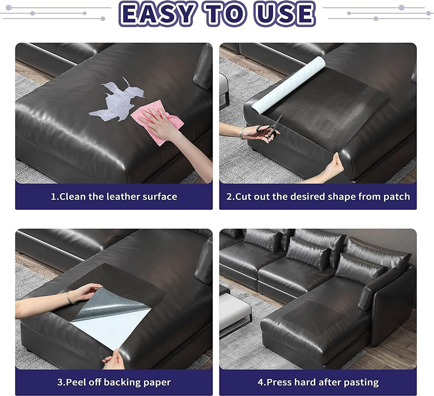 Adhesive Leather Repair Patch – (30x60 cm) Quick Fix (Pack of 2), g