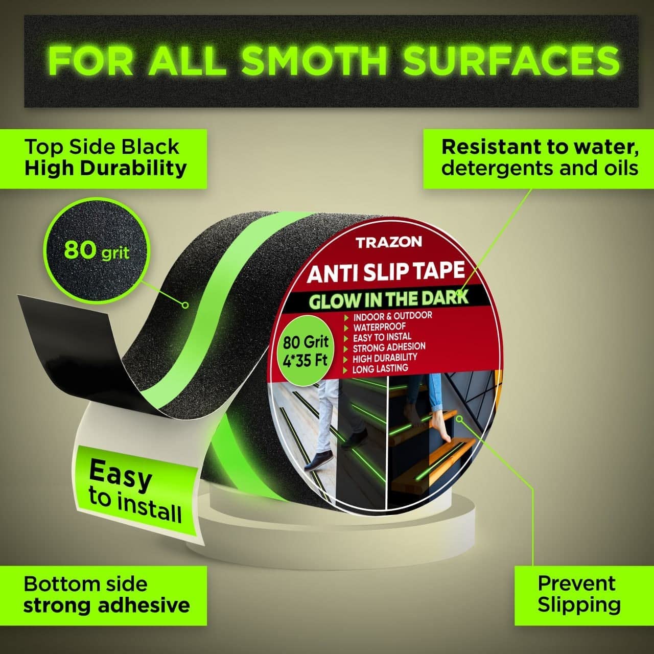 Anti Slip Tape Roll- Stops Slips on stairs, bathroom, anywhere (5 meter).-g