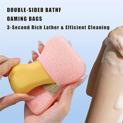 Bath Sponge Loofah – Exfoliating Body Scrubber with Soap Holder & Hand Strap for Smooth Skin: g