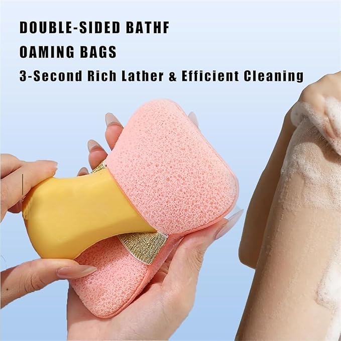 Bath Sponge Loofah – Exfoliating Body Scrubber with Soap Holder & Hand Strap for Smooth Skin: f