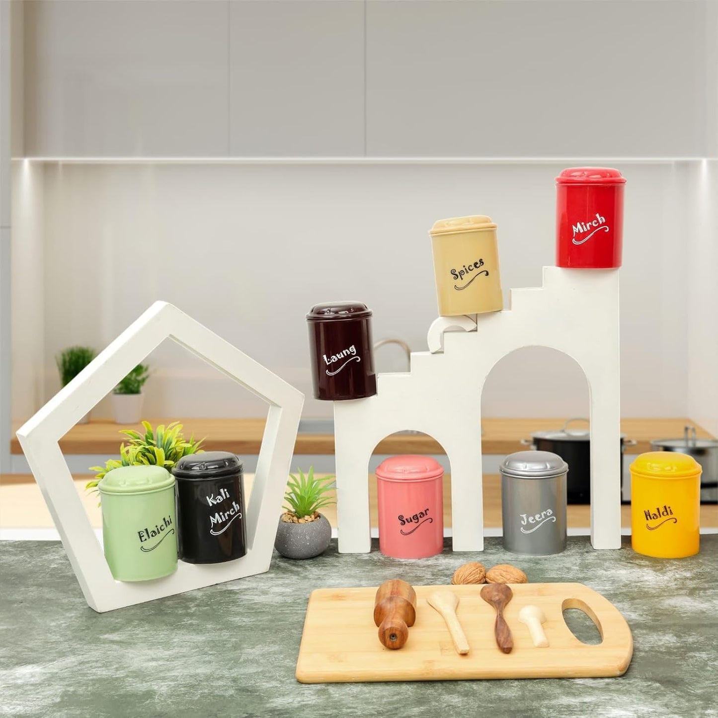 8-Piece Spice Jar Set (300ml Each) – BPA-Free Plastic Kitchen Storage Containers for Sugar & Spices: f