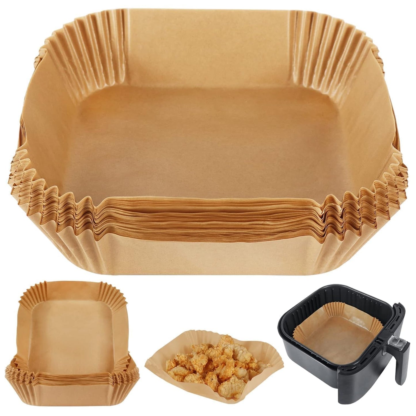 Air Fryer & Oven Paper Liners (100 Pcs) Food grade – Oil-Proof Disposable Parchment Sheets; g