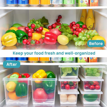 Uniqly- Fridge Storage Containers with Drain plates- Pack of 6: g