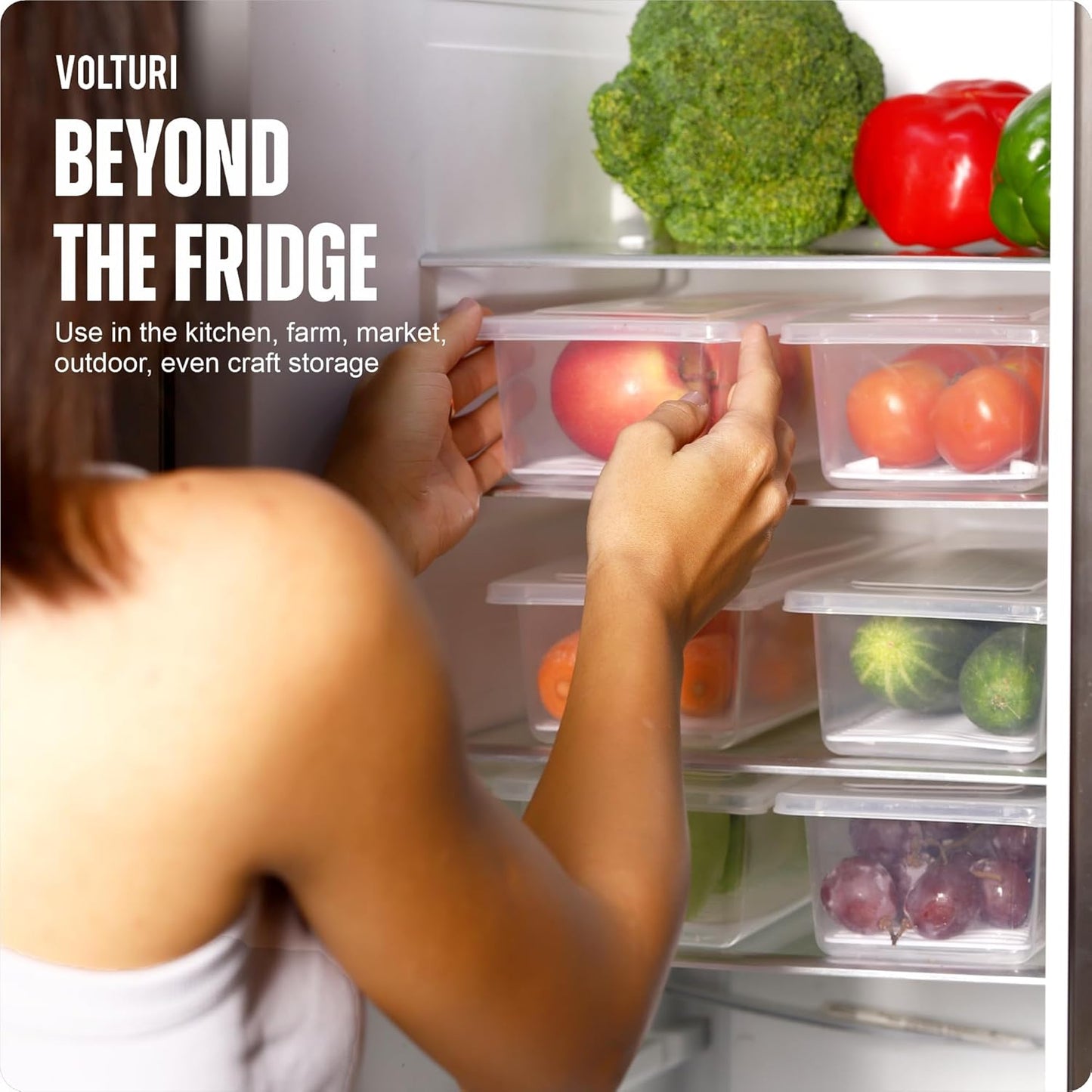 Uniqly- Fridge Storage Containers with Drain plates- Pack of 6: g