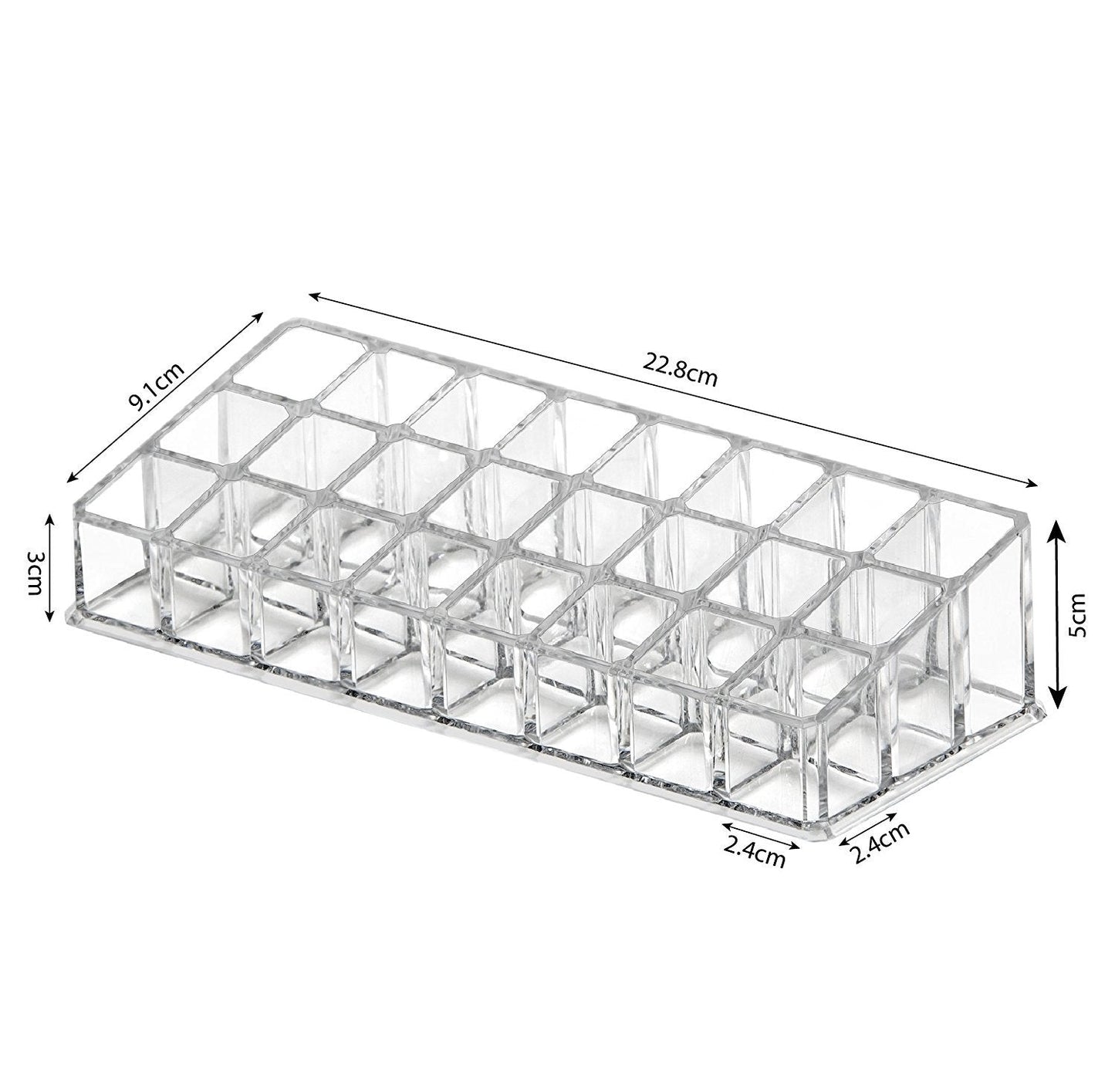 24 Slot Lipstick & Nail Polish Organizer – Transparent Makeup Storage Holder; f