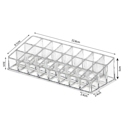 24 Slot Lipstick & Nail Polish Organizer – Transparent Makeup Storage Holder; f