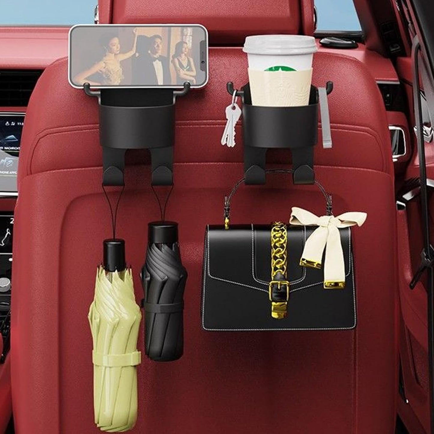 Car Seat CUP Holder & Phone Hook Organizer (Premium); g