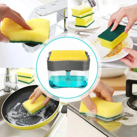 2 in 1 Smart Kitchen Liquid Soap Dispenser (450 ML)- Free Sponge With every order