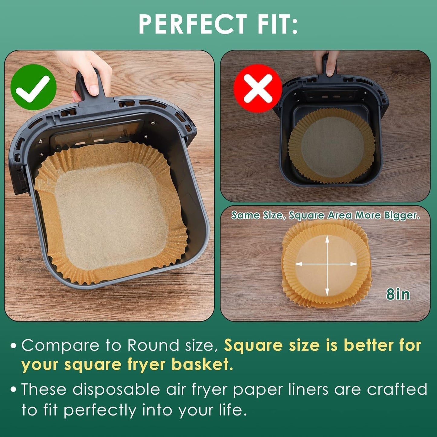 Air Fryer & Oven Paper Liners (100 Pcs) Food grade – Oil-Proof Disposable Parchment Sheets; g