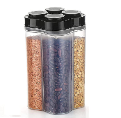 4 Section Transparent Storage Container with Lid | Multi-Purpose Organizer Box for Snacks, Dry Fruits, Spices & Kitchen Essentials: f