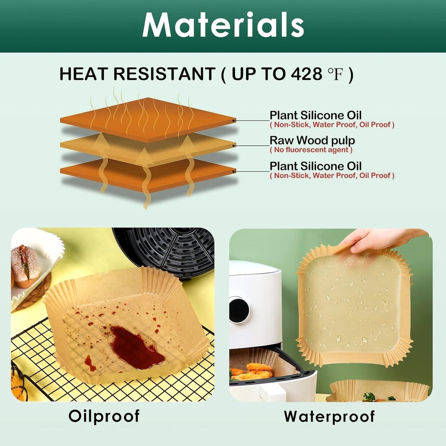 Air Fryer & Oven Paper Liners (100 Pcs) Food grade – Oil-Proof Disposable Parchment Sheets; g