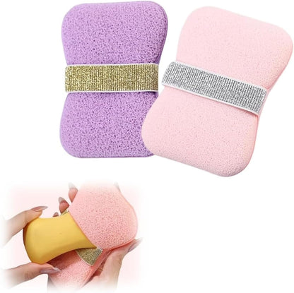 Bath Sponge Loofah – Exfoliating Body Scrubber with Soap Holder & Hand Strap for Smooth Skin: g