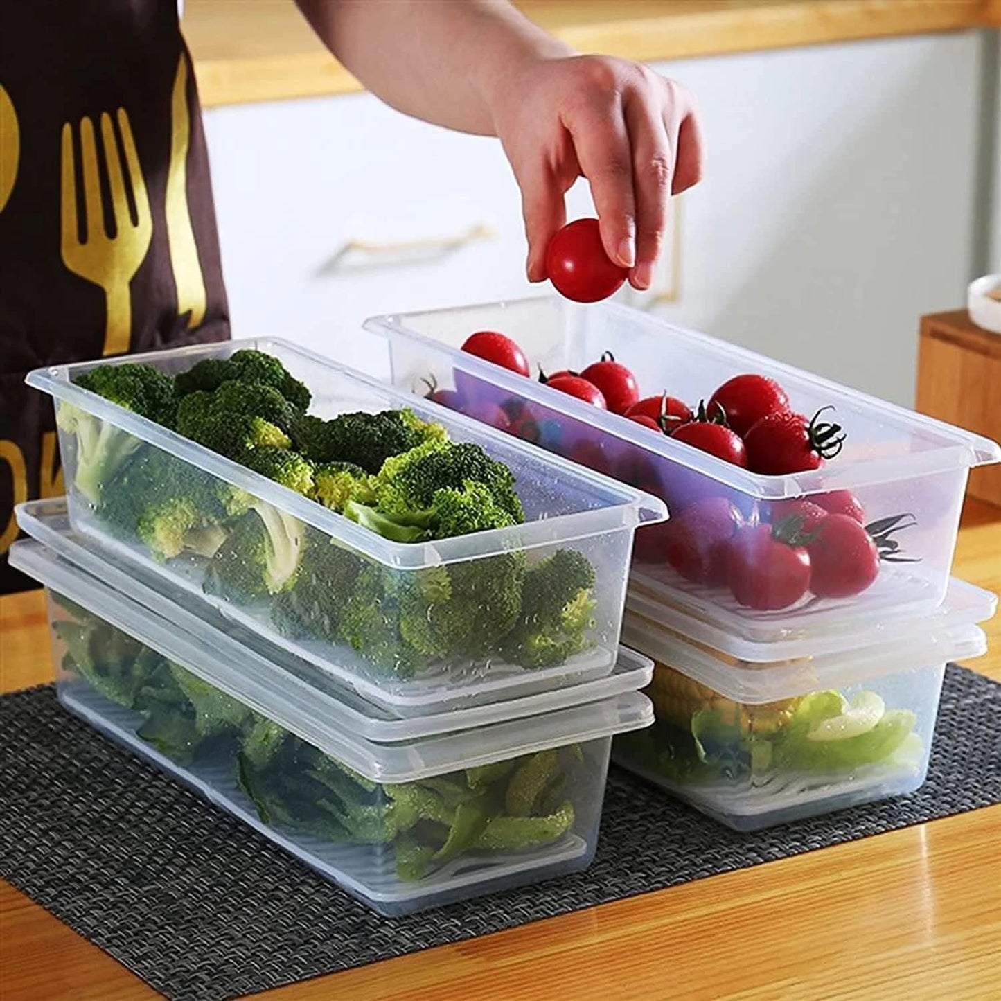 Uniqly- Fridge Storage Containers with Drain plates- Pack of 6: g