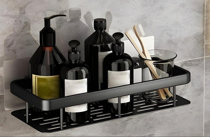 Premium Metal Home & Bathroom Wall Shelf Organiser, Black. -g
