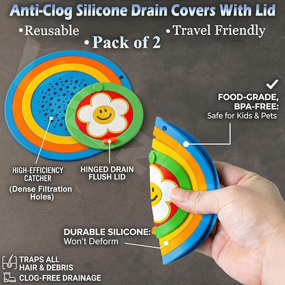 Premium 2-in-1 Silicone Drain Cover – Hair Catcher, Stopper & Odor/Insect Blocker for Bathroom & Kitchen: g