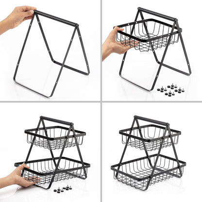 Multi-Purpose 2-Tier Storage Basket | Fruit, Vegetable & Snack Organizer: f