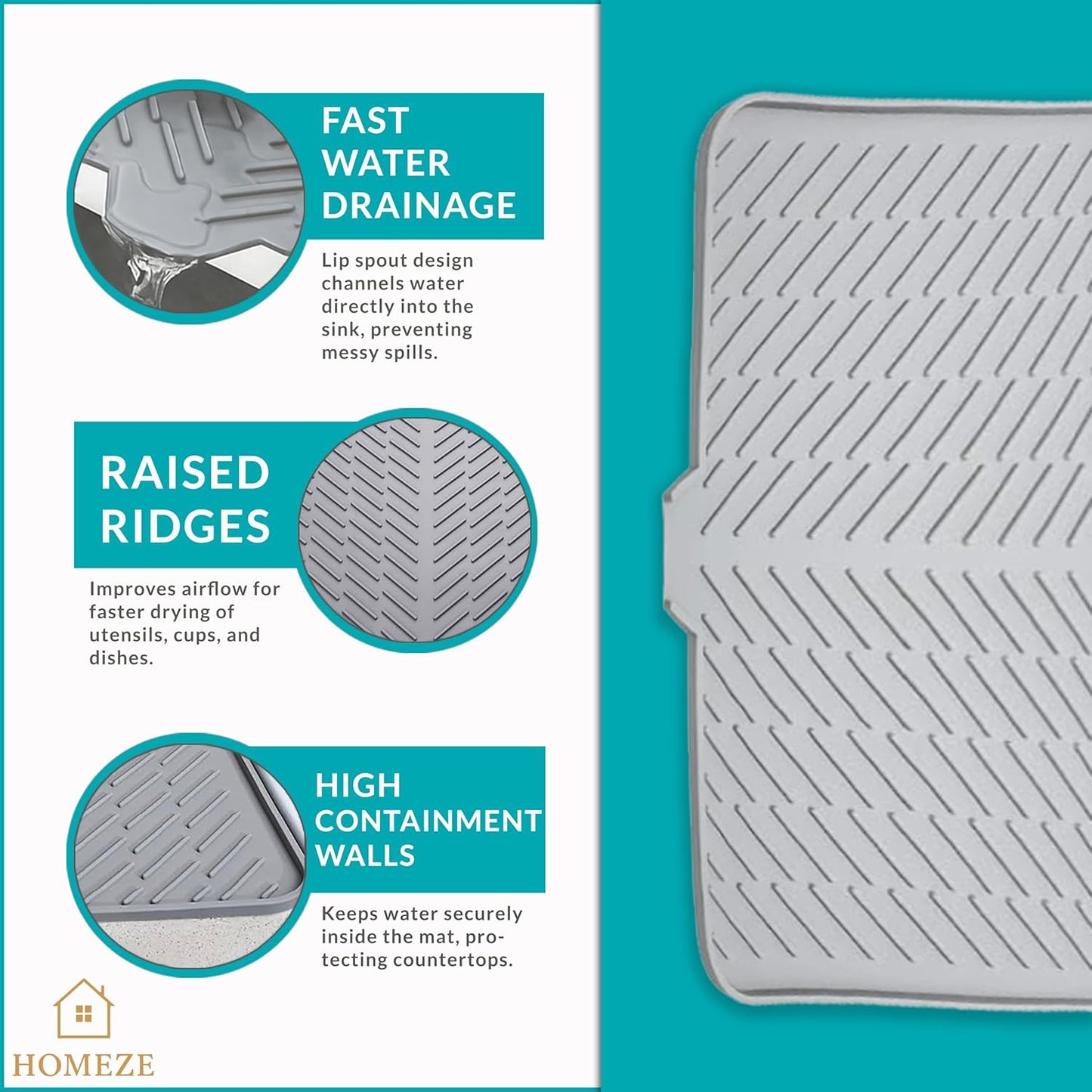 Silicone Kitchen Dish Drain Mat (40 × 30 cm)- g