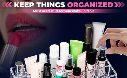 24 Slot Lipstick & Nail Polish Organizer – Transparent Makeup Storage Holder; f