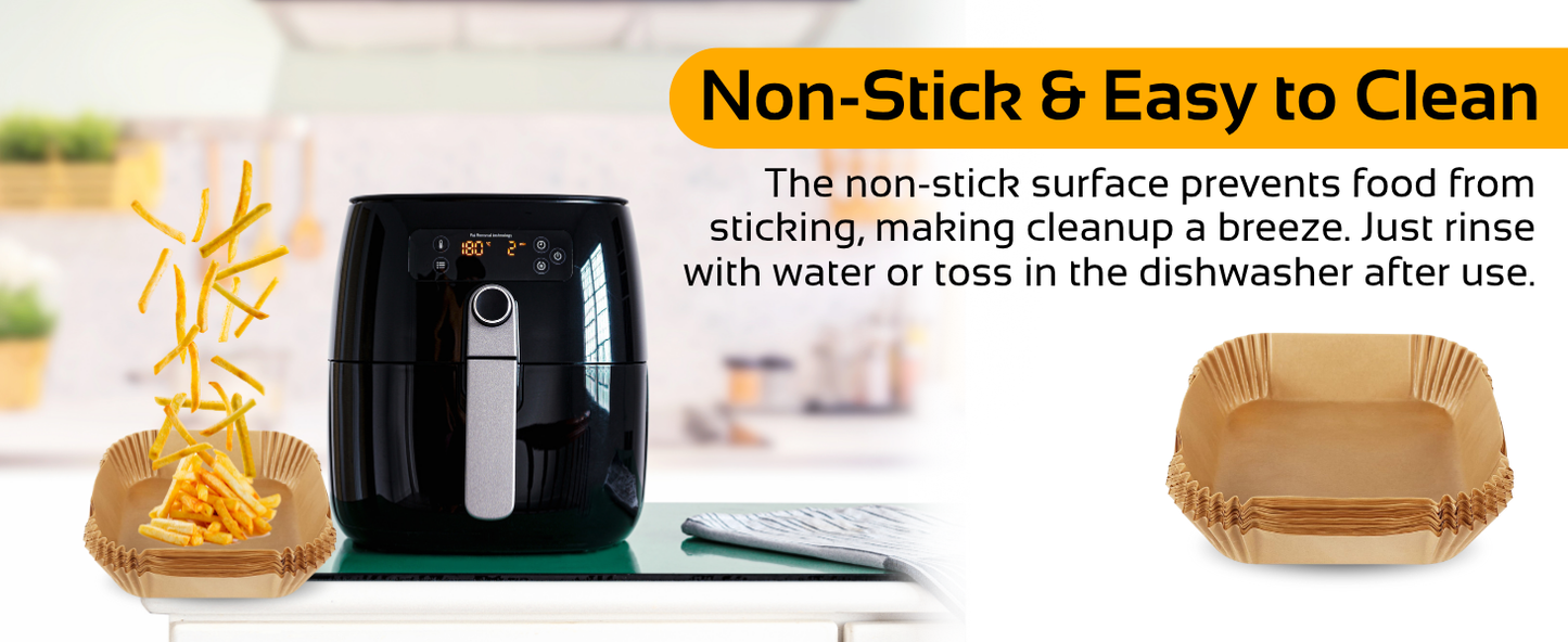Air Fryer & Oven Paper Liners (100 Pcs) Food grade – Oil-Proof Disposable Parchment Sheets; g