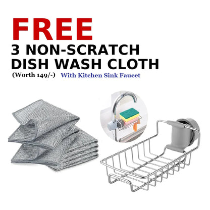 Kitchen Steel Sink Organizer - Get Free 3 Non-Scratch Dish Wash Cloth (worth 199/-) ,f