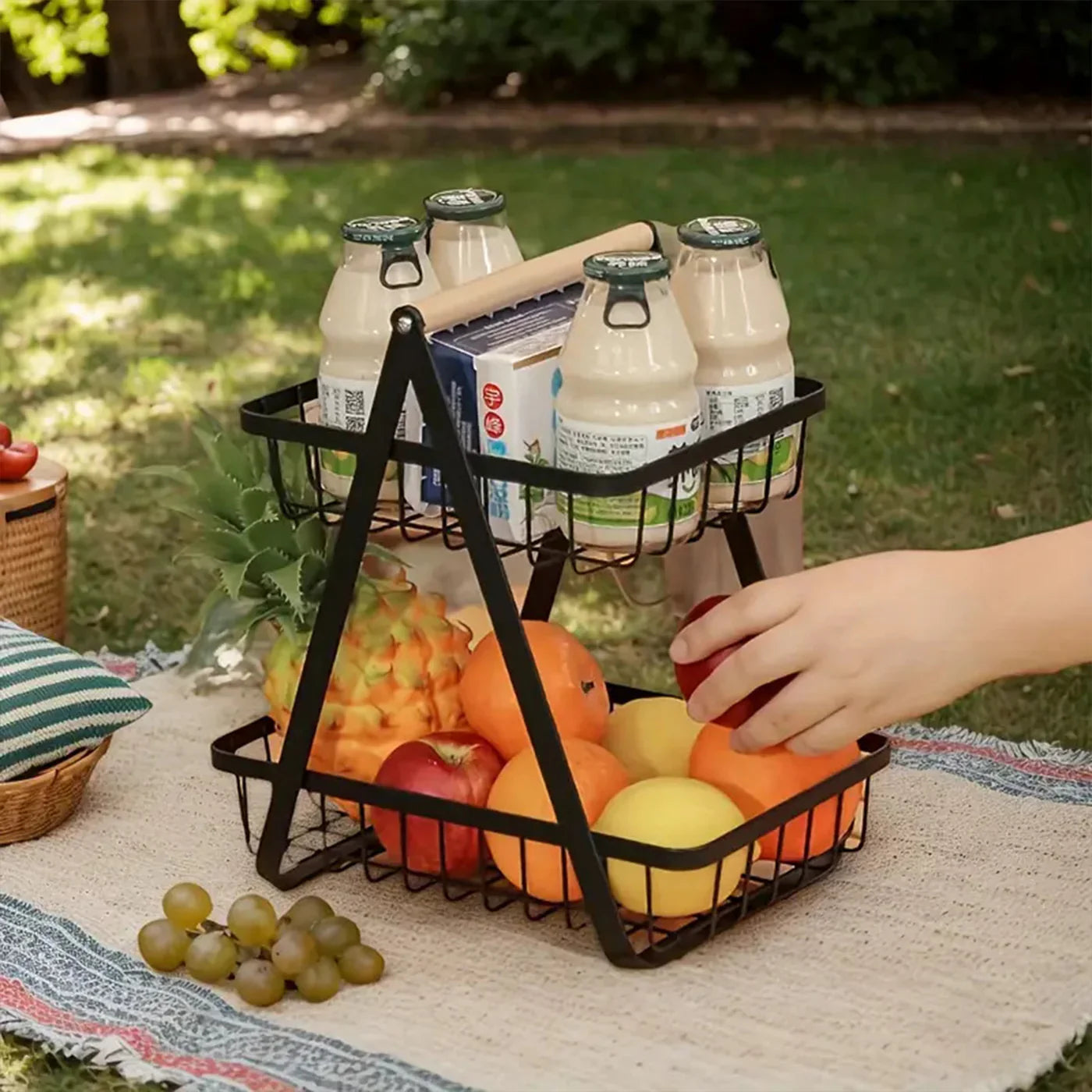 Multi-Purpose 2-Tier Storage Basket | Fruit, Vegetable & Snack Organizer: f