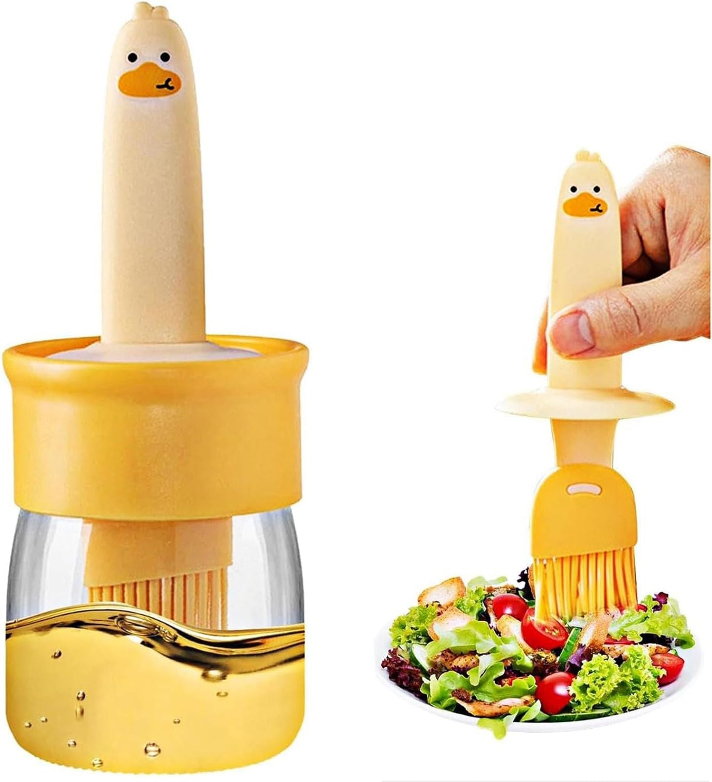 Cute Duck Silicone Oil Glass Jar- 2 in 1  (Buy 1 Get 1 Free)