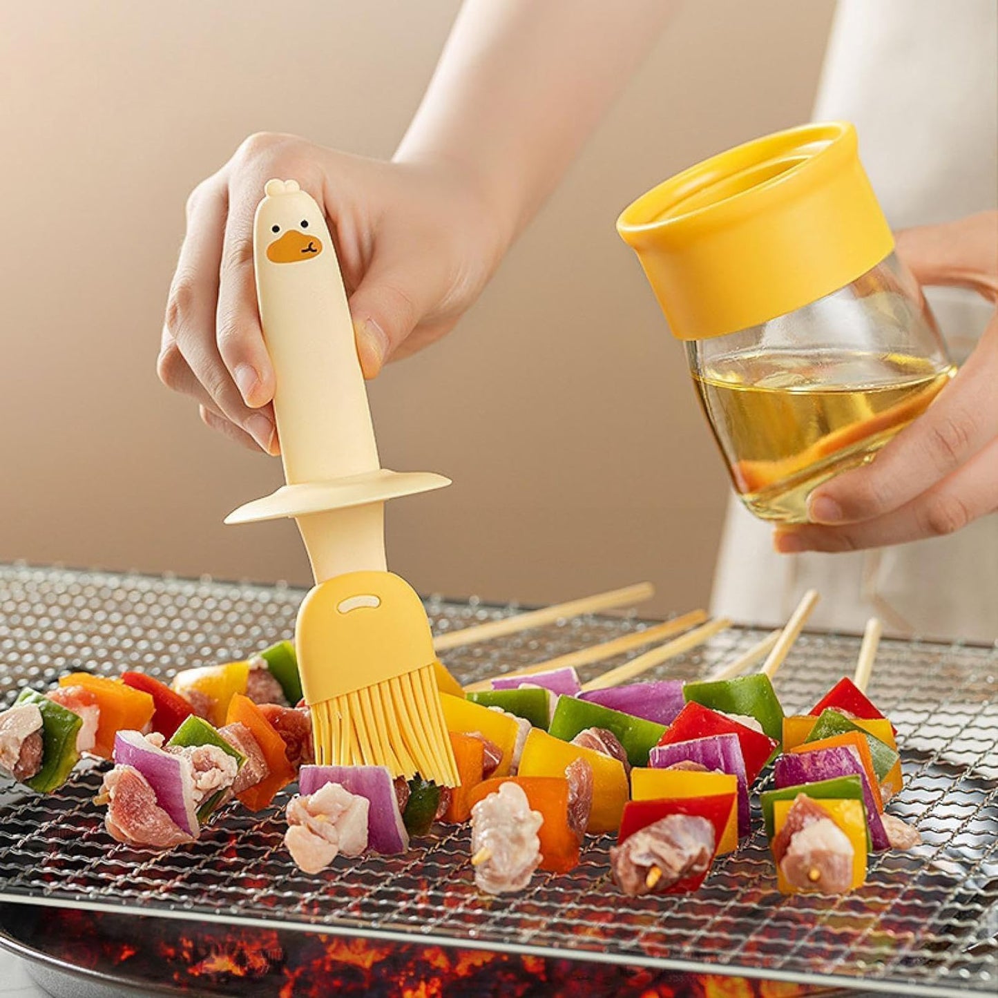 Cute Duck Silicone Oil Glass Jar- 2 in 1  (Buy 1 Get 1 Free)