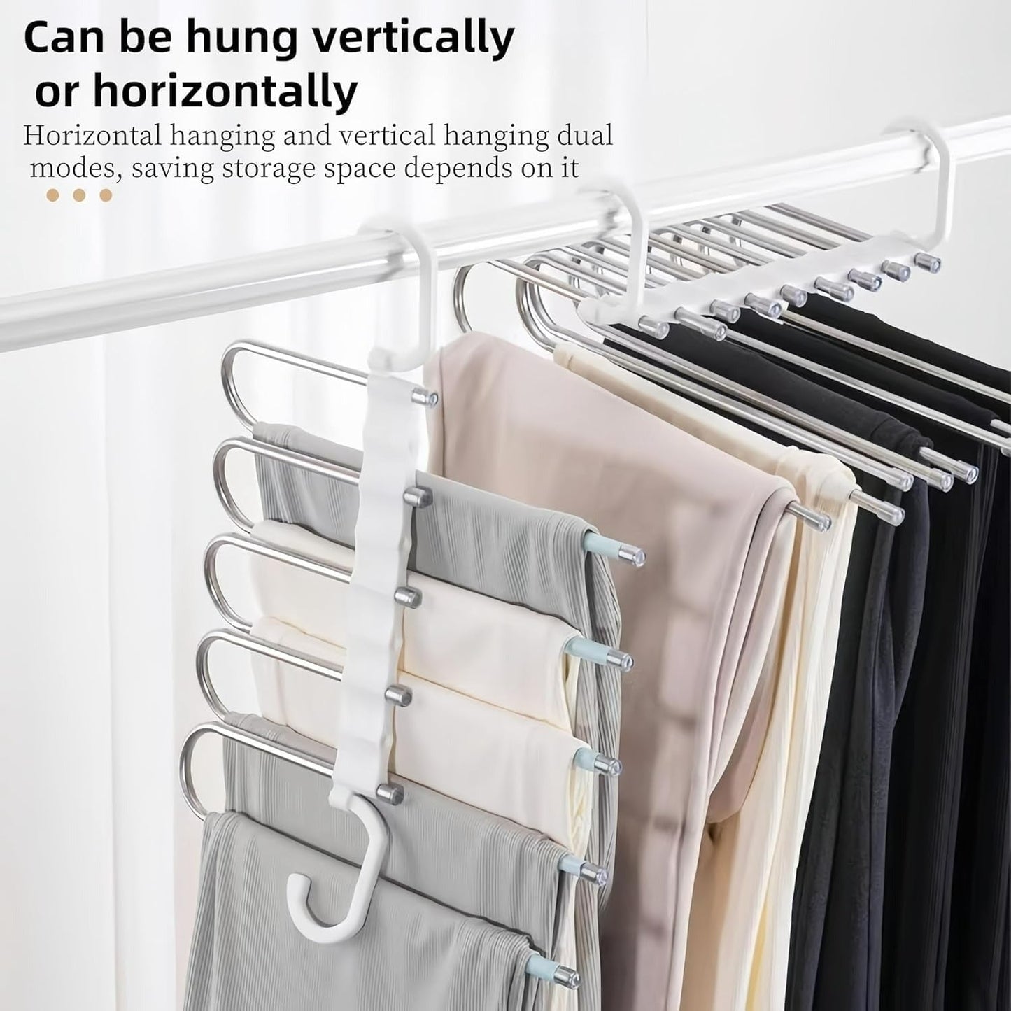 5-in-1 Foldable Steel Clothes Hanger –Space Saving Multi-Layer Organizer for Wardrobe; g