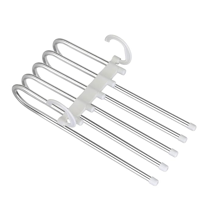 5-in-1 Foldable Steel Clothes Hanger –Space Saving Multi-Layer Organizer for Wardrobe; g