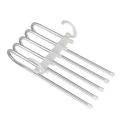 5-in-1 Foldable Steel Clothes Hanger –Space Saving Multi-Layer Organizer for Wardrobe; g