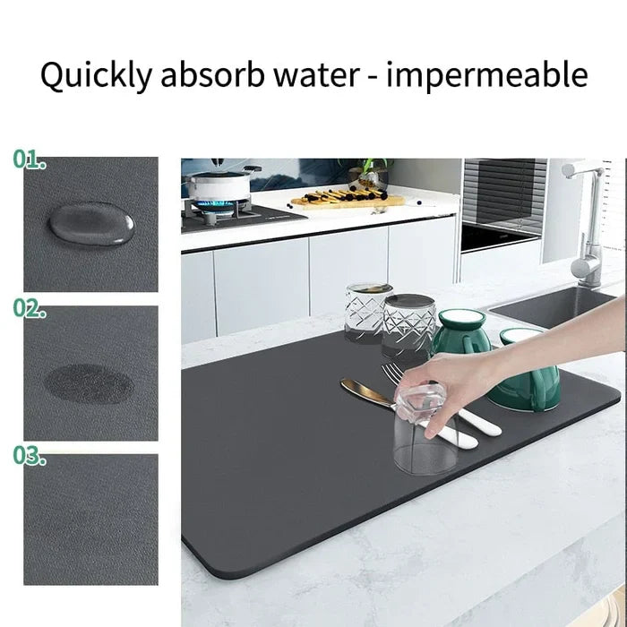 Super Absorbent Kitchen Dish Drying mat- (Big Size)(60cmx40cm);g