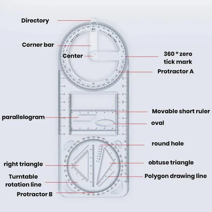 Multifunctional Geometric Ruler - All in one (Buy 1 Get 1 Free) .f