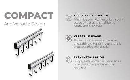 Under-Shelf 6-Hook Mug & Cup Holder Rack (pack of 2)– Space-Saving Kitchen Cabinet Organizer,f